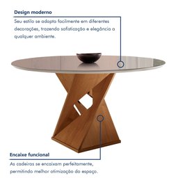 Conjunto Mesa Redonda com Vidro e 6 Cadeiras Tampo 120cmx120cm Barcelona Yescasa - 3