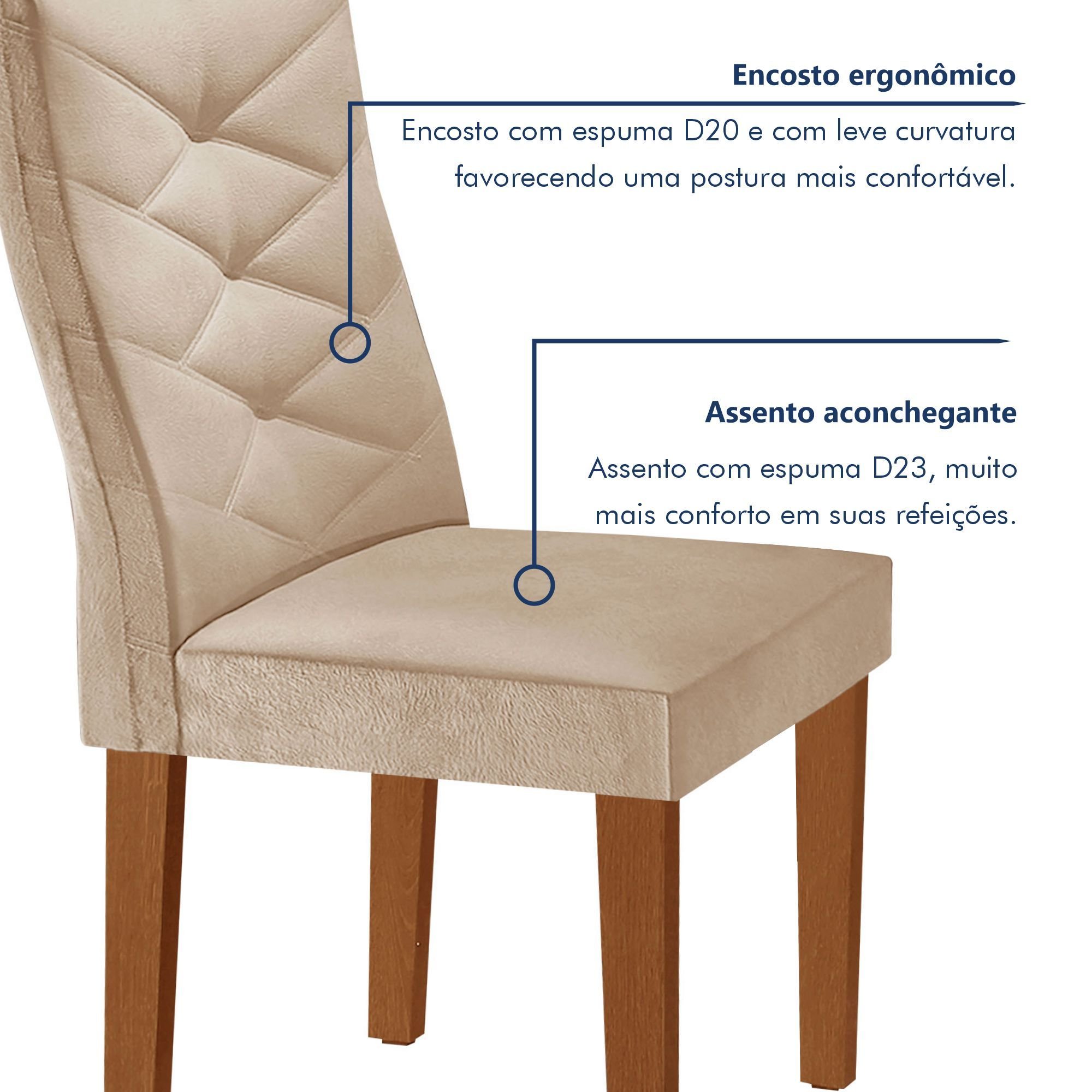 Conjunto Mesa Redonda com Vidro e 6 Cadeiras Tampo 120cmx120cm Barcelona Yescasa - 6