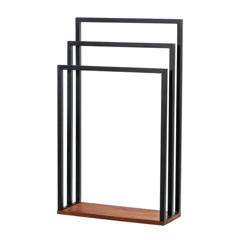 Porta Toalha de Piso Level Preto Base em Peroba - Harmônica Móveis