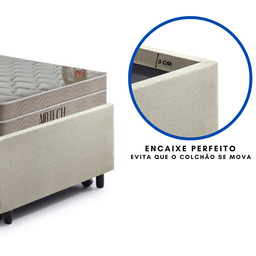 Bicama Box Solteiro Linho Bege 88x188 com Dois Colchões Airtech Molas Ensacadas Ortobom - 8