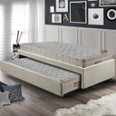 Ver imagem 3 de Bicama Box Solteiro Linho Bege 88x188 com Dois Colchões Airtech Molas Ensacadas Ortobom