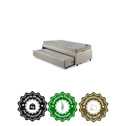 Bicama Box Solteiro Linho Bege 88x188 com Dois Colchões Airtech Molas Ensacadas Ortobom - 5
