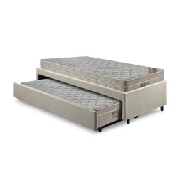Bicama Box Solteiro Linho Bege 88x188 com Dois Colchões Airtech Molas Ensacadas Ortobom - 9