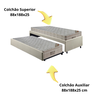 Bicama Box Solteiro Linho Bege 88x188 com Dois Colchões Airtech Molas Ensacadas Ortobom - 7