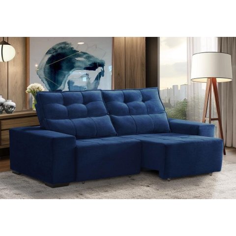 Sofá Retrátil e Reclinável com Molas Itália 2,00m - Azul