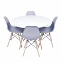 Ver imagem 1 de Conjunto Mesa Eames Branca 110cm e 4 Cadeiras Eames Pp Cinza