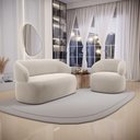 Ver imagem 2 de Kit Poltrona Giratória e Sofá Orgânico Living Glee 03 Lugares 170cm Veludo Bege - Desk Design