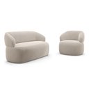 Ver imagem 1 de Kit Poltrona Giratória e Sofá Orgânico Living Glee 03 Lugares 170cm Veludo Bege - Desk Design