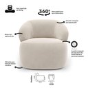 Ver mais imagens de Kit Poltrona Giratória e Sofá Orgânico Living Glee 03 Lugares 170cm Veludo Bege - Desk Design
