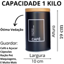 Ver imagem 2 de Kit 2 Pote Grande Porta Mantimento Organizador Café e Açucar:PRETOF0966