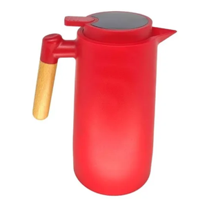 Garrafa de Café 1 Litro Cabo Madeira Com Isolamento Térmico:Vermelho
