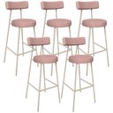 Ver imagem 1 de Kit 05 Banquetas Alta Bar Cozinha Sala de Jantar Aço Milão Arena L02 Linho Rosa - Lyam Decor