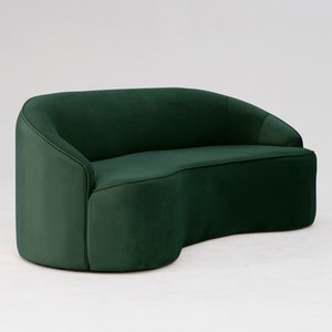 Sofá Curvo Montserrat 210cm 03 Lugares Veludo Verde - CasaePoltrona