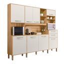Ver imagem 2 de Armário de Cozinha Compacta 8 Portas 2 Gavetas Freijó e Off White Hortelã Branco/Cristal