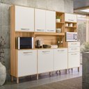 Ver imagem 1 de Armário de Cozinha Compacta 8 Portas 2 Gavetas Freijó e Off White Hortelã Branco/Cristal