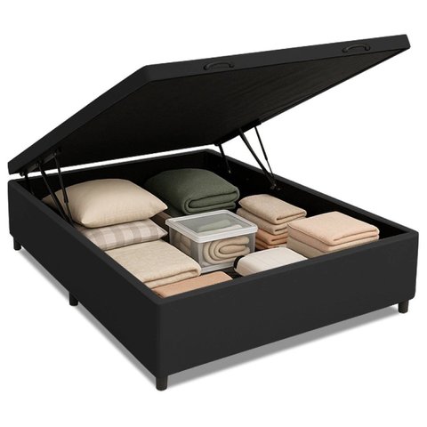 Cama Box c/Baú Casal para Quarto 1,38 Preto