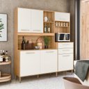 Ver imagem 1 de Armario de Cozinha 6 Portas 2 Gavetas Salsa Branco/Freijó/Off White Cristal