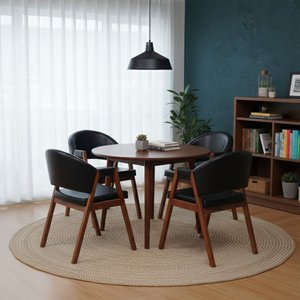 Kit 4 Cadeiras Sala de Jantar Premium com Braço Madeira Maciça Movellu Home