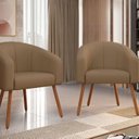 Ver imagem 1 de Kit 2 Poltronas Decorativas com Pés em Madeira Marselha Bege