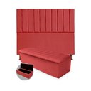 Ver imagem 1 de Kit Cabeceira + Calçadeira Baú Cancun King Size 195cm Suede - Ecotec Decor:Vermelho