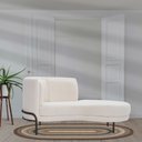 Ver imagem 2 de Sofá Chaise Direito Base Preto Penélope Bouclé Off White - Nexta Casa