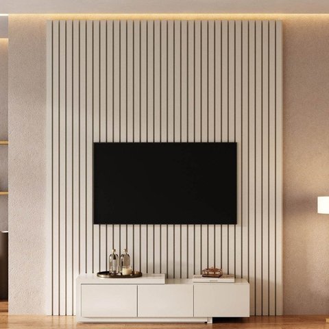 Rack Extensível com Painel Ripado TV até 75 Polegadas 200CMX250CM Aruá CabeCasa MadeiraOriginals