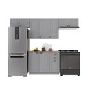 Ver imagem 2 de Coziha Modulada 4 Peças 1 Balcão com Tampo 3 Aéreos 100% MDF com Rodapé Bari Cinza/Titanio Fosco