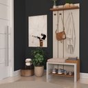 Ver imagem 3 de Sapateira Banco Para Hall de Entrada Com Painel Isis Várias Cores LH Móveis Off White/Freijó