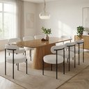 Ver imagem 1 de Mesa Jantar Vidro 200cm Kit 8 Cadeiras Base Aço Preto Boucle Ted H02 - D'Rossi