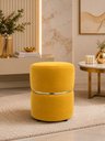 Ver imagem 4 de Kit Puff Cinta no Meio Prata ,em Tecido Veludo , Amarelo - Let  Móveis