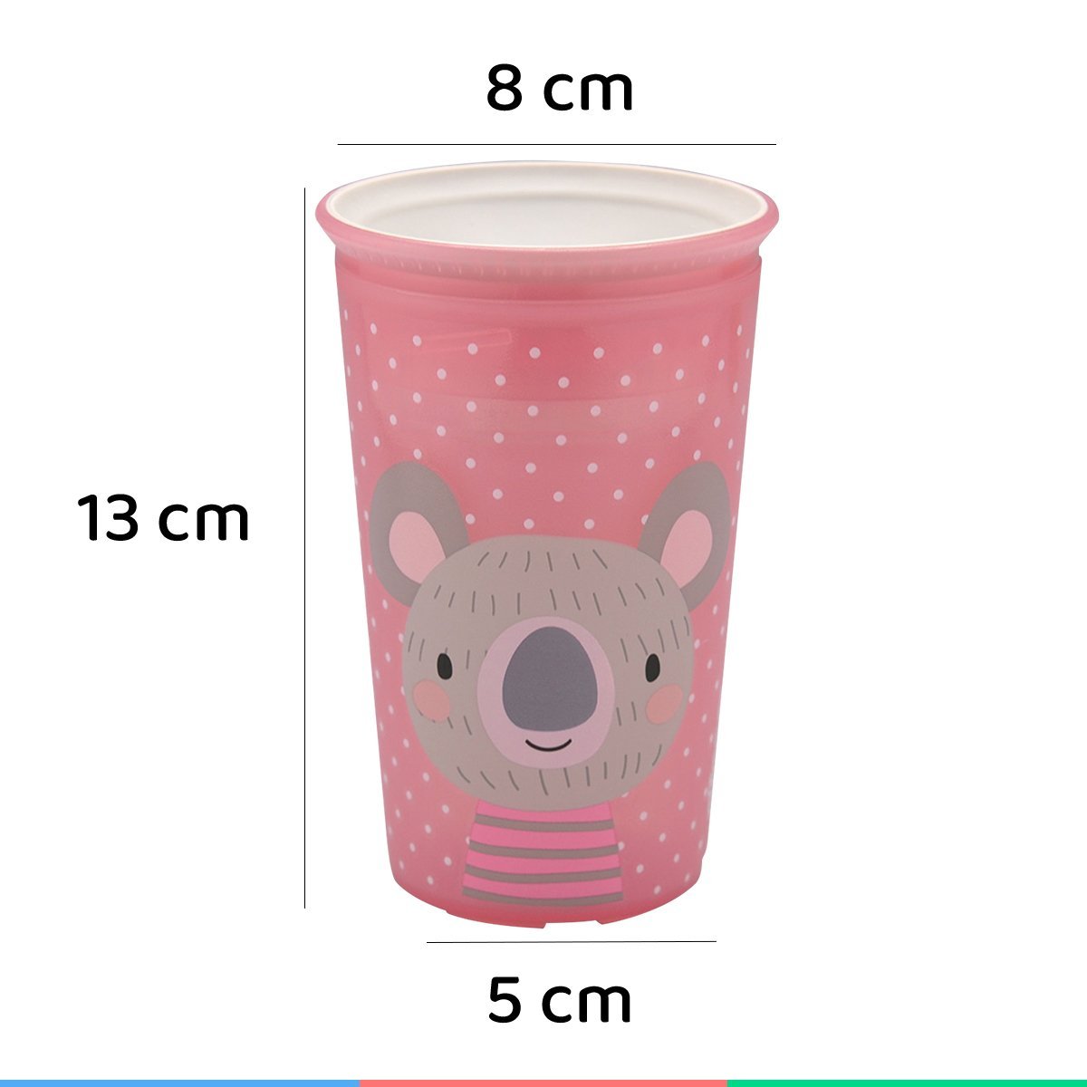 Copo Infantil Transição Para Bebês 12 Meses 360 Antivazamento Grande 235 mL Coala Rosa Clingo - 3