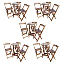 Ver imagem 1 de Kit 5 Conjuntos Bistrô Mesa com 3 Banquetas Dobráveis de Madeira Personalizada Hei - Imbuia