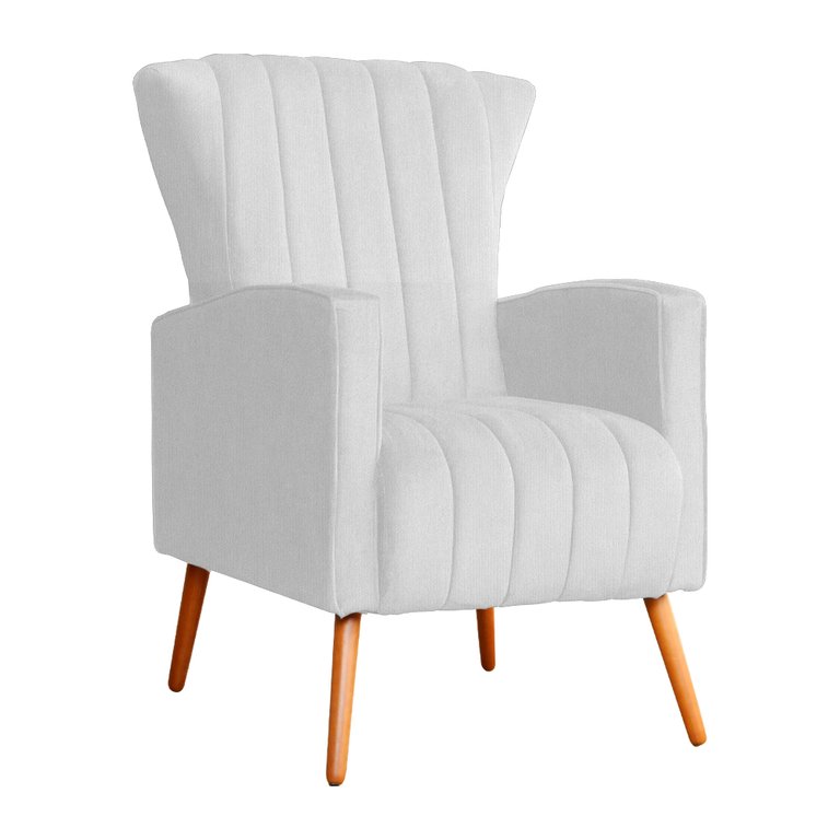 Poltrona Decorativa Melinda Pés Palito Suede Cores - S.A Móveis DS Móveis Poltrona Melinda Branco