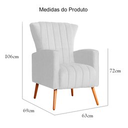 Poltrona Decorativa Melinda Pés Palito Suede Cores - S.A Móveis DS Móveis Poltrona Melinda Branco - 6