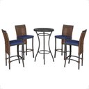 Ver imagem 1 de Mesa Bistro e 4 Banquetas Roma Preta Corda Náutica 10 Trama Original