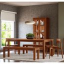 Ver imagem 6 de Conjunto Sala Jantar Nature: Cristaleira, Mesa, Banco e Cadeiras Madeira Pinus Rústico Escuro