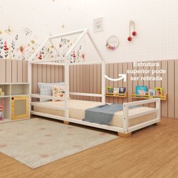 Cama Infantil Meia Casinha Evolutiva Com Pes  Branca - 7