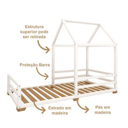 Cama Infantil Meia Casinha Evolutiva Com Pes  Branca - 9