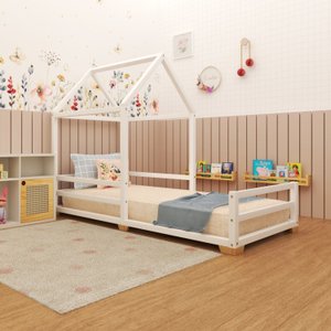 Cama Infantil Meia Casinha Evolutiva Com Pes  Branca