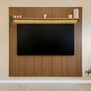 Ver imagem 1 de Painel para TV até 75 Polegadas Efeito Ripado com LED 183x185,5 cm Liverpool Yescasa Marrom