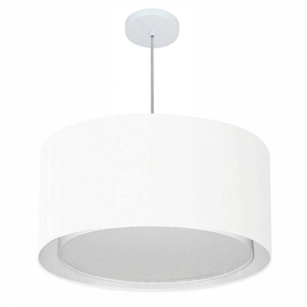 Lustre Cilíndrico Duplo Md-4289 Tecido 55x30cm Branco Bivolt - 1