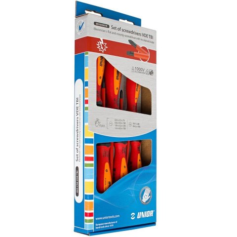 Jogo Chave Fenda + Philips Isolada 6pcs Vde Unior 617042