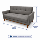 Ver imagem 6 de Sofá Cama 188cm Mari Linho Base Madeira Molas Bonnel - Cinza