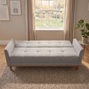 Ver imagem 3 de Sofá Cama 188cm Mari Linho Base Madeira Molas Bonnel - Cinza