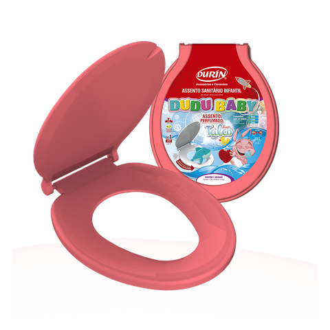 Assento Tampa para Vaso Sanitário Oval Infantil Especial Dudubaby Perfumado Talco Rosa Durín