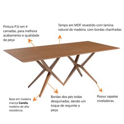 Mesa de Jantar Madeira Maciça Retangular 1,80m Eva - 6