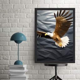 Quadro Arte Águia - Abstrato Geométrico 45x34cm - com Vidro:moldura Branca - 1 Quadro Arte Águia - Abstrato Geométrico 45x34cm - com Vidro:moldura Branca - 1