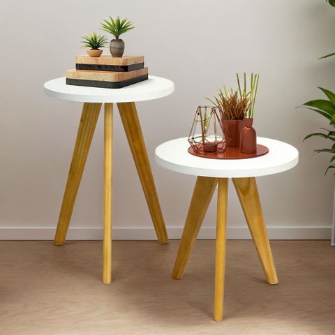 Conjunto 2 Mesinha Lateral Redonda