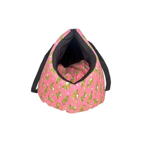 Bolsa de Transporte e Cama Iglu Pet 2 em 1 Amora Top Impermeável: Dino Rosa