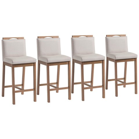 Conjunto 4 Banquetas Madeira Maciça Dani Cinza/Nogueira